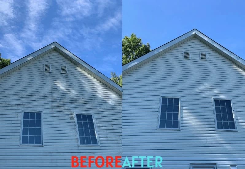 Akron Power Washing professional performing house washing service in Akron